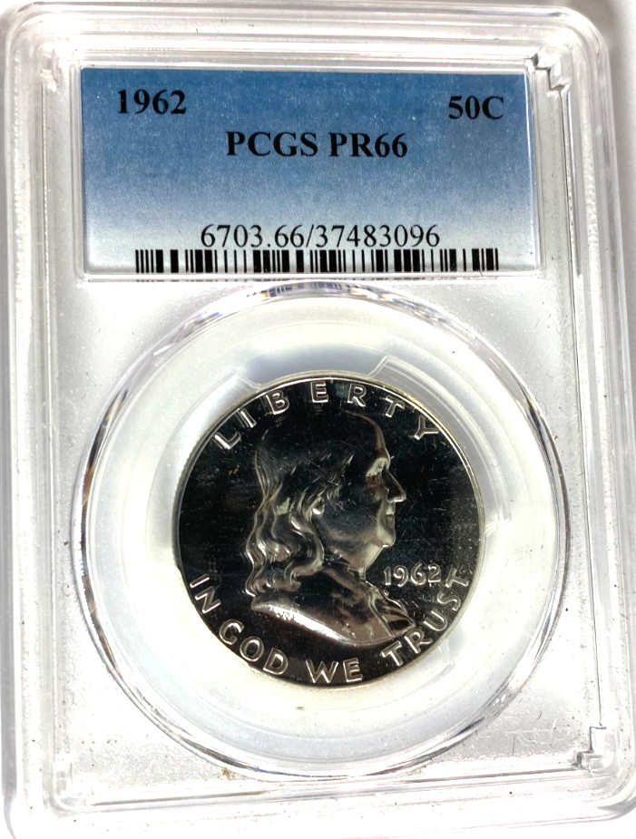 1962 50c Franklin Silver Proof Half Dollar PCGS PF66 Uncirculated