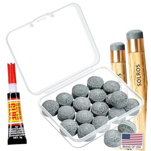 Billiard Pool Cue Tips - Pool Cue Stick Tips Replacement 11MM with Glue Gray