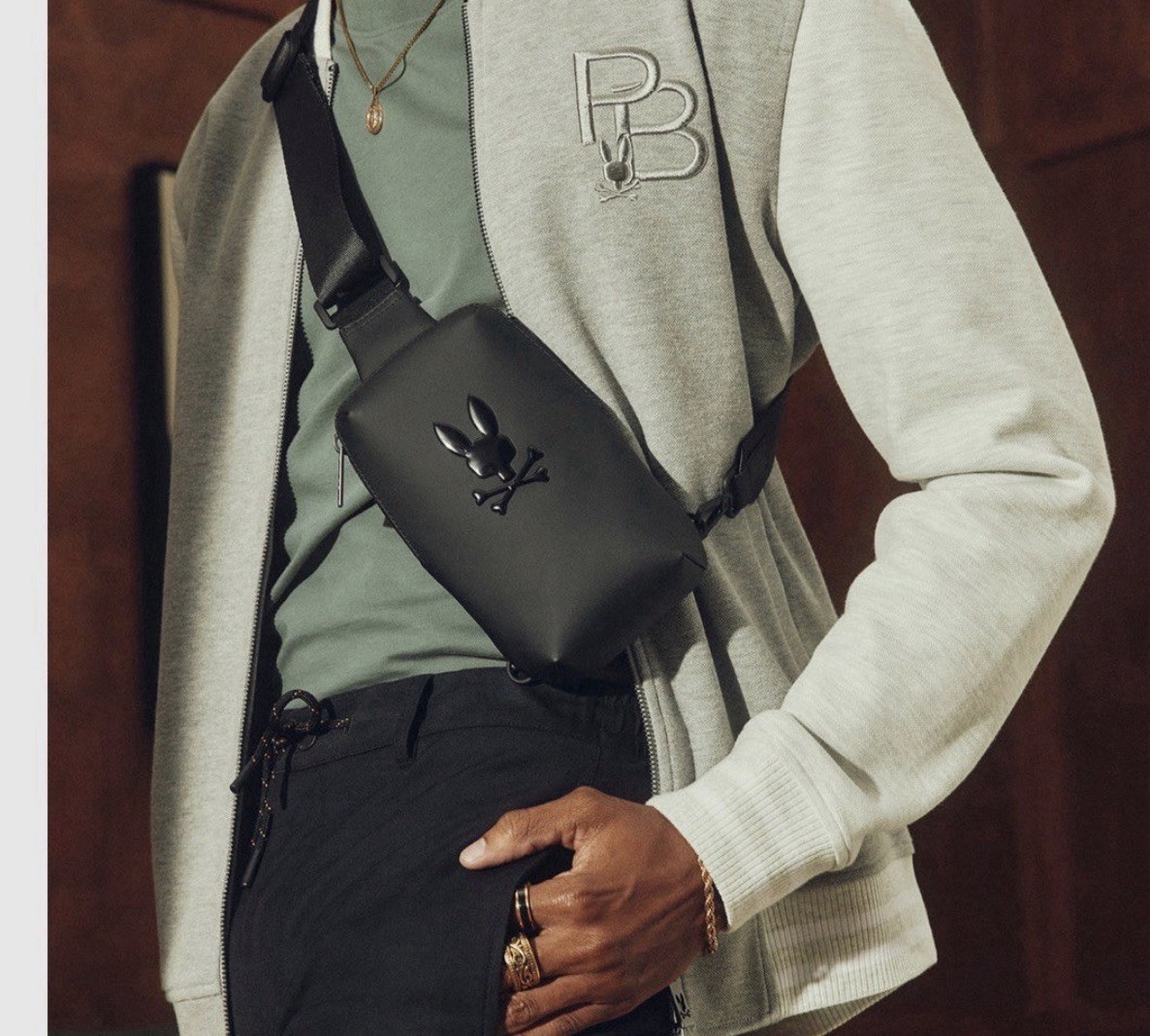 Psycho Bunny - Unisex Rubberized Crossbody BLACK