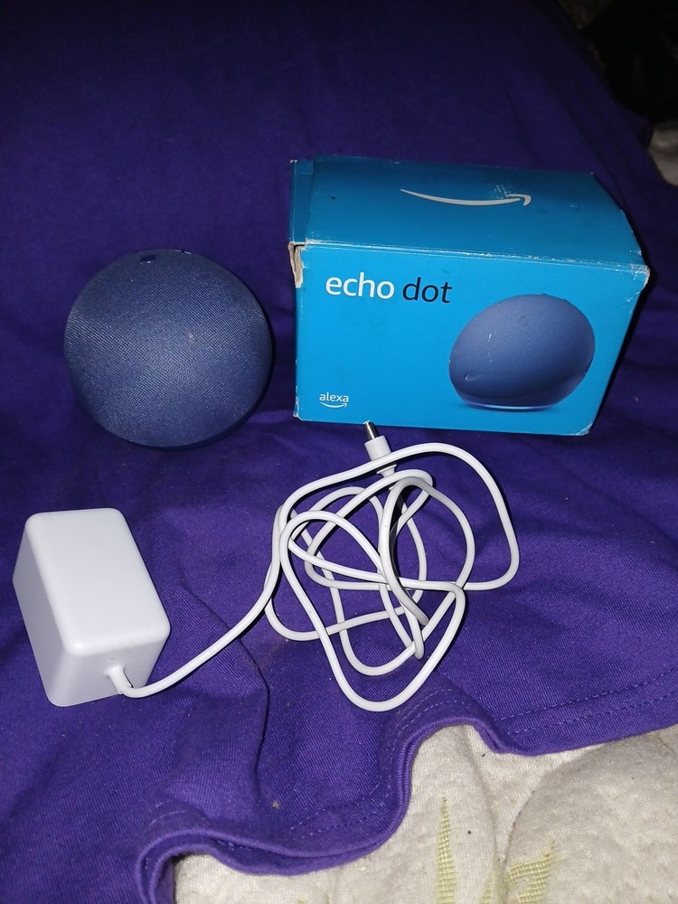Amazon Echo Dot (4th Gen) Blue Alexa Smart Speaker with Adapter' TESTED