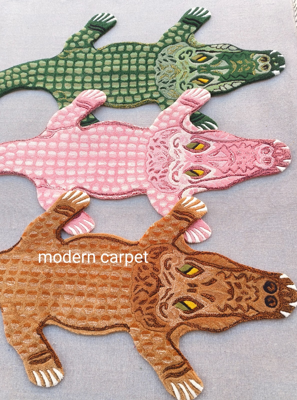 Crocodile Rugs 2x4 Feet Handmade 100% Woolen Hand Tufted For Home Decoration