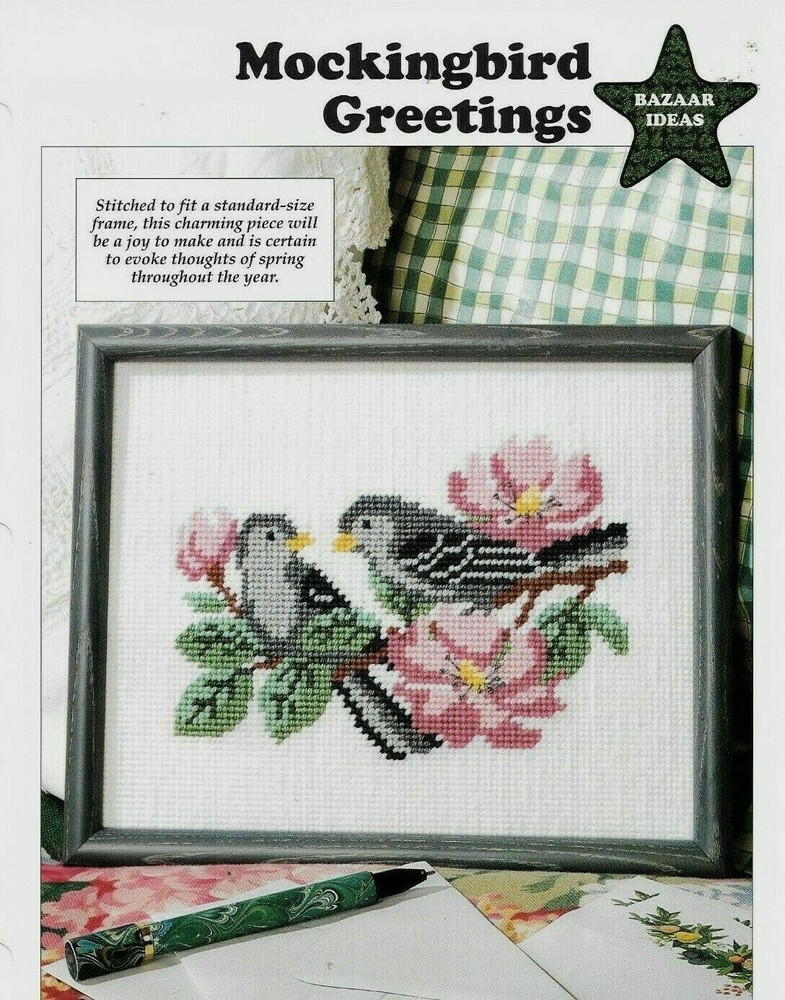NEW MOCKINGBIRD GREETINGS PICTURE HOME DECOR PLASTIC CANVAS PATTERN INSTRUCTIONS