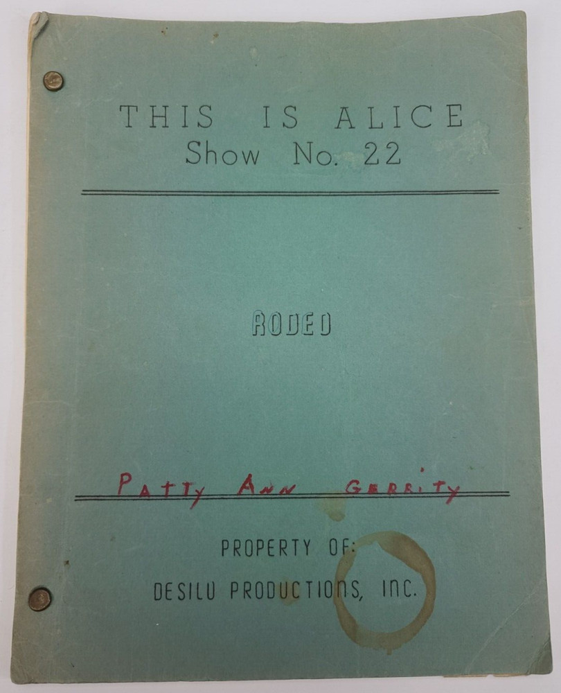 THIS IS ALICE / Charles R. Marion 1958 TV Script, Patty Ann Gerrity "Rodeo"