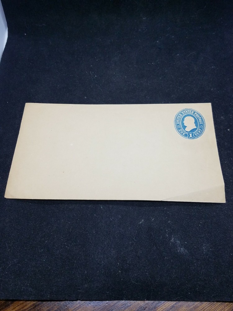 UNUSED 1890 Oval 1 Cent Franklin Second Plimpton Manila Paper Envelope