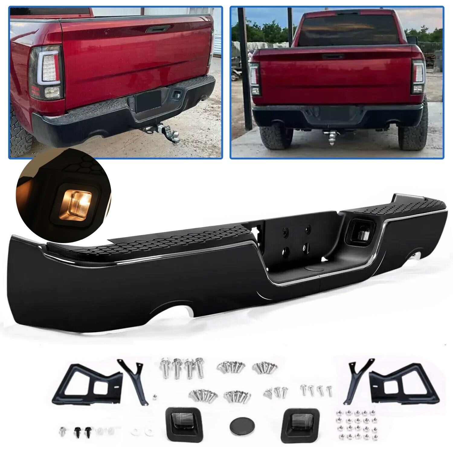 Painted To Match - Rear Step Bumper Assembly for 2009-2018 Dodge RAM 1500