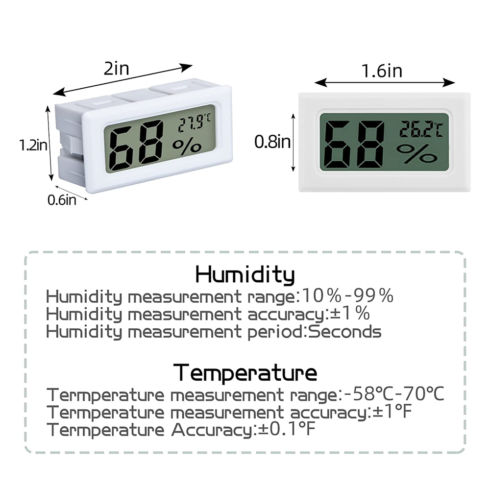 5Pcs Mini Hygrometer Thermometer Digital Fahrenheit Temperature Humidity Meter