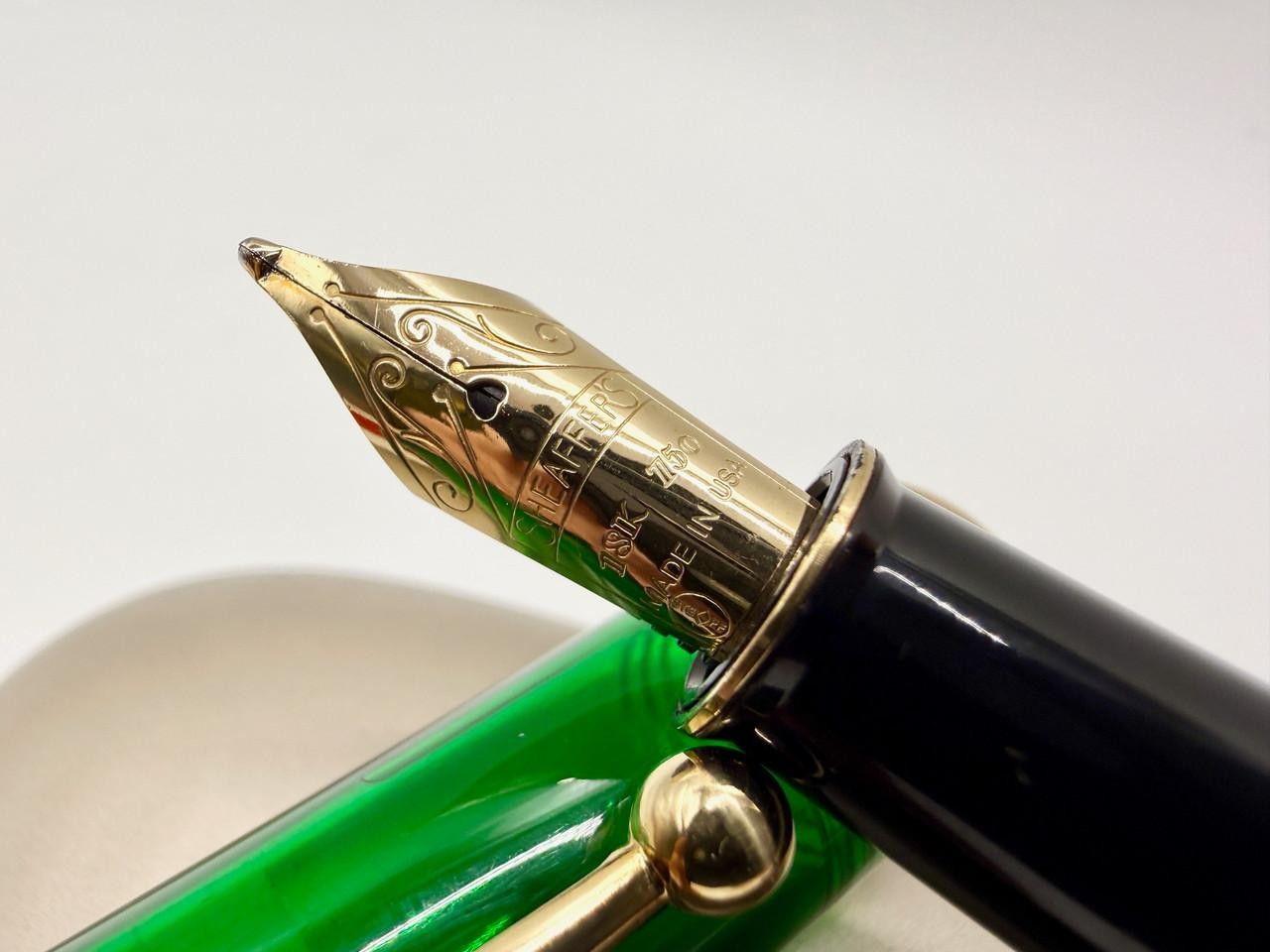 SHEAFFER LEVENGER CONNAISSEUR AEGEAN GREEN FOUNTAIN PEN B 18K