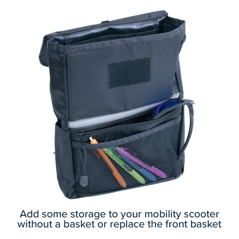 AlveyTech Large Tiller Bag for Mobility Scooters (Black) - Durable