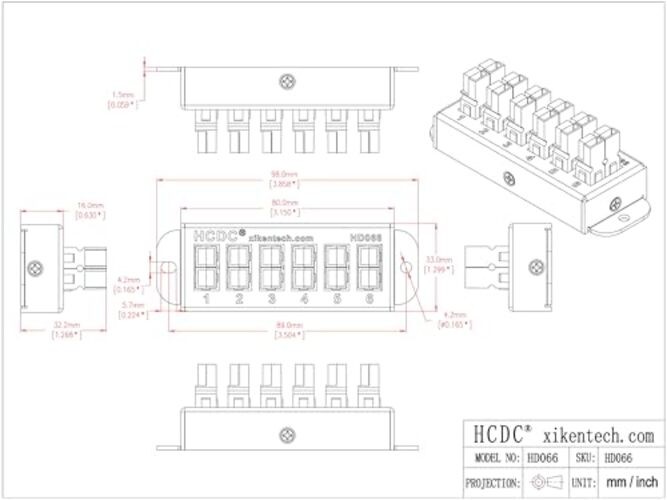 6-Position 45A Power Pole Distribution Block Module, Connector Power Splitter