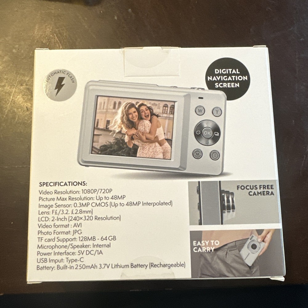 Mini Digital Camera White 256MB Memory Card Included