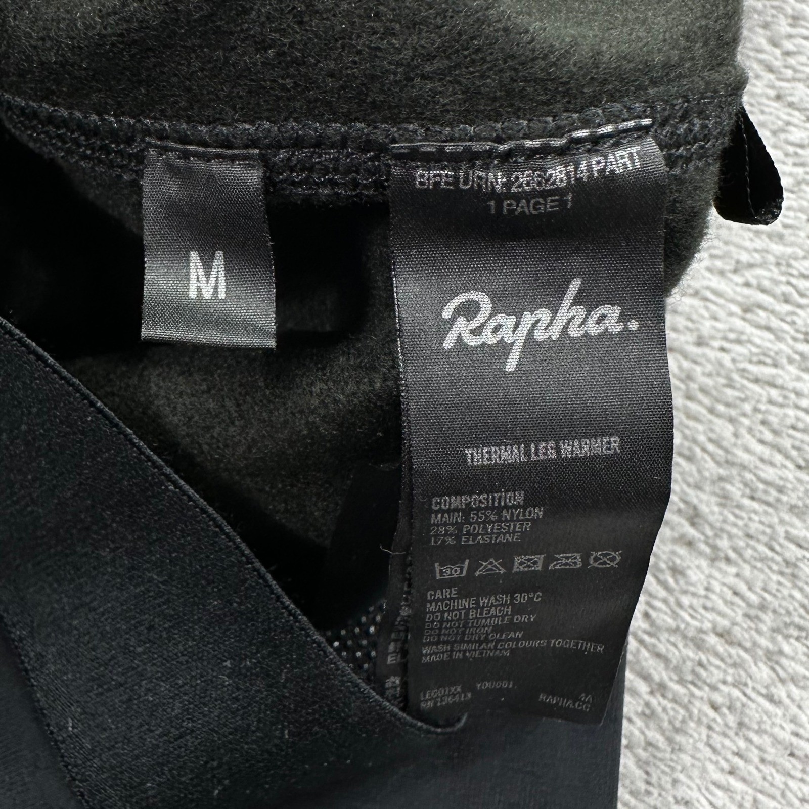 Rapha Thermal Leg Warmers Size Medium Black Cycling Fleece Lined Grippers Biking