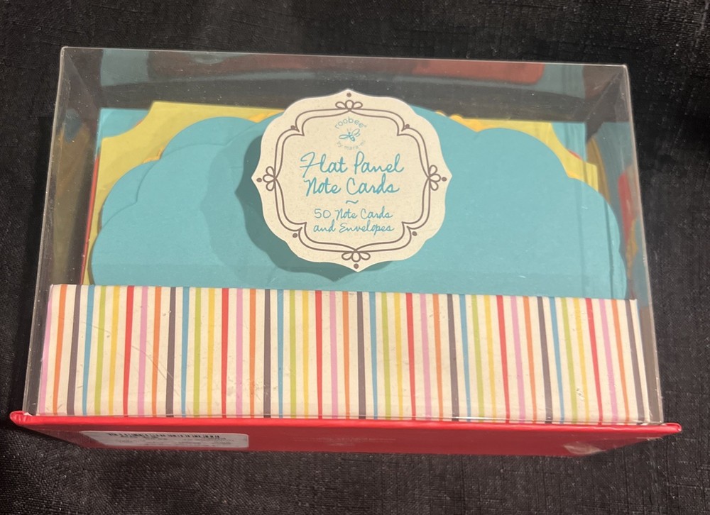 roobee Flat Panel Blank Note Cards with Envelopes 50 count Pastel Colors New