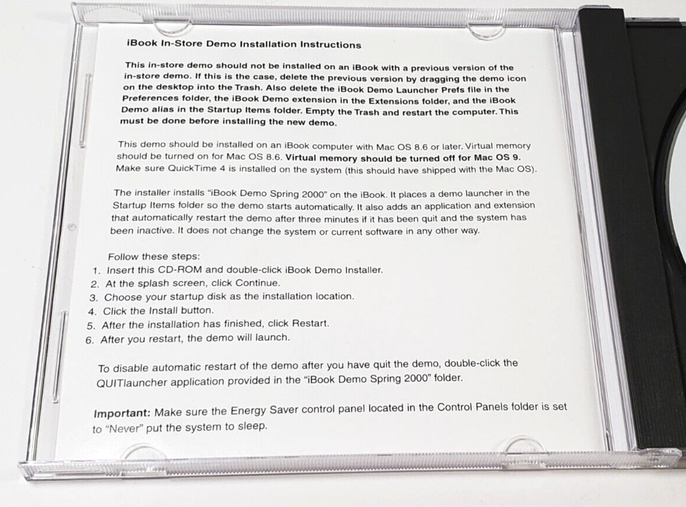 Apple Computer iBook In-Store Demo CD Spring 2000 In Original Case