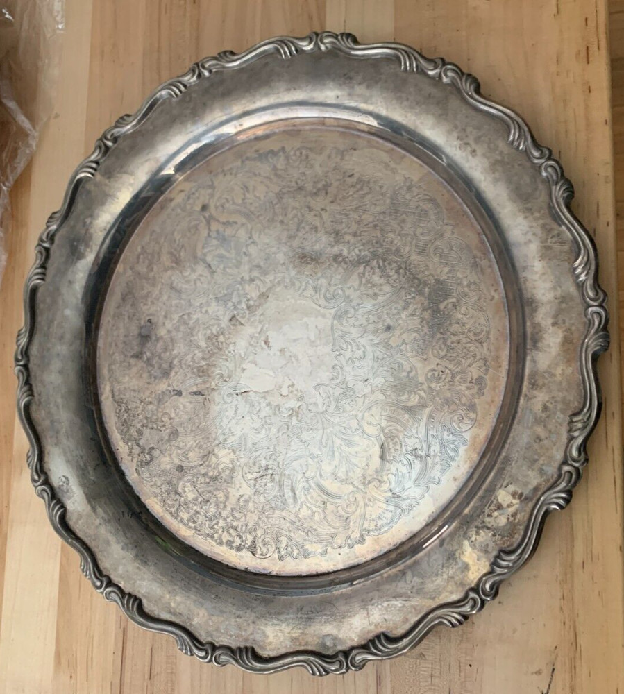 Vintage Oneida Round Serving Tray Platter 15"