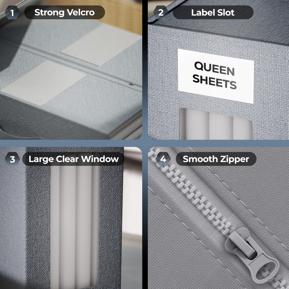 Bed Sheet Organizers & Storage, 2 Pack for King, Queen & Large Sheet Sets, Cl...