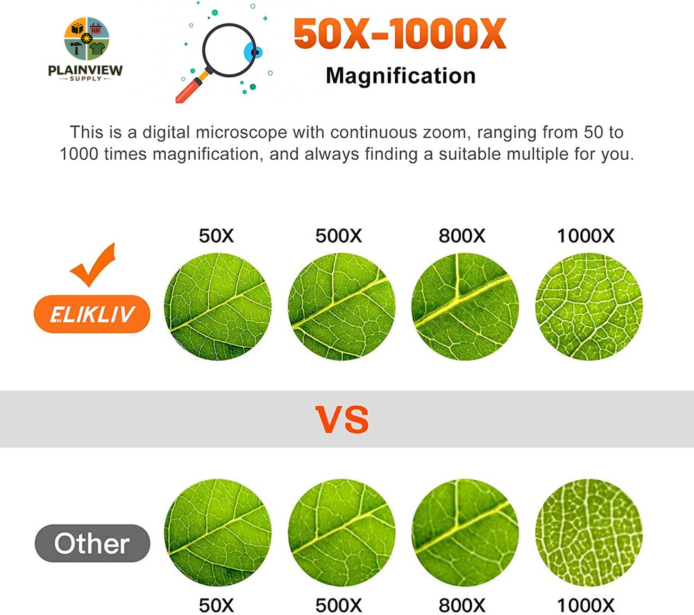 Microscope, LCD Digital Coin Microscope 1000X, Coin Magnifier with 8 Adjustable