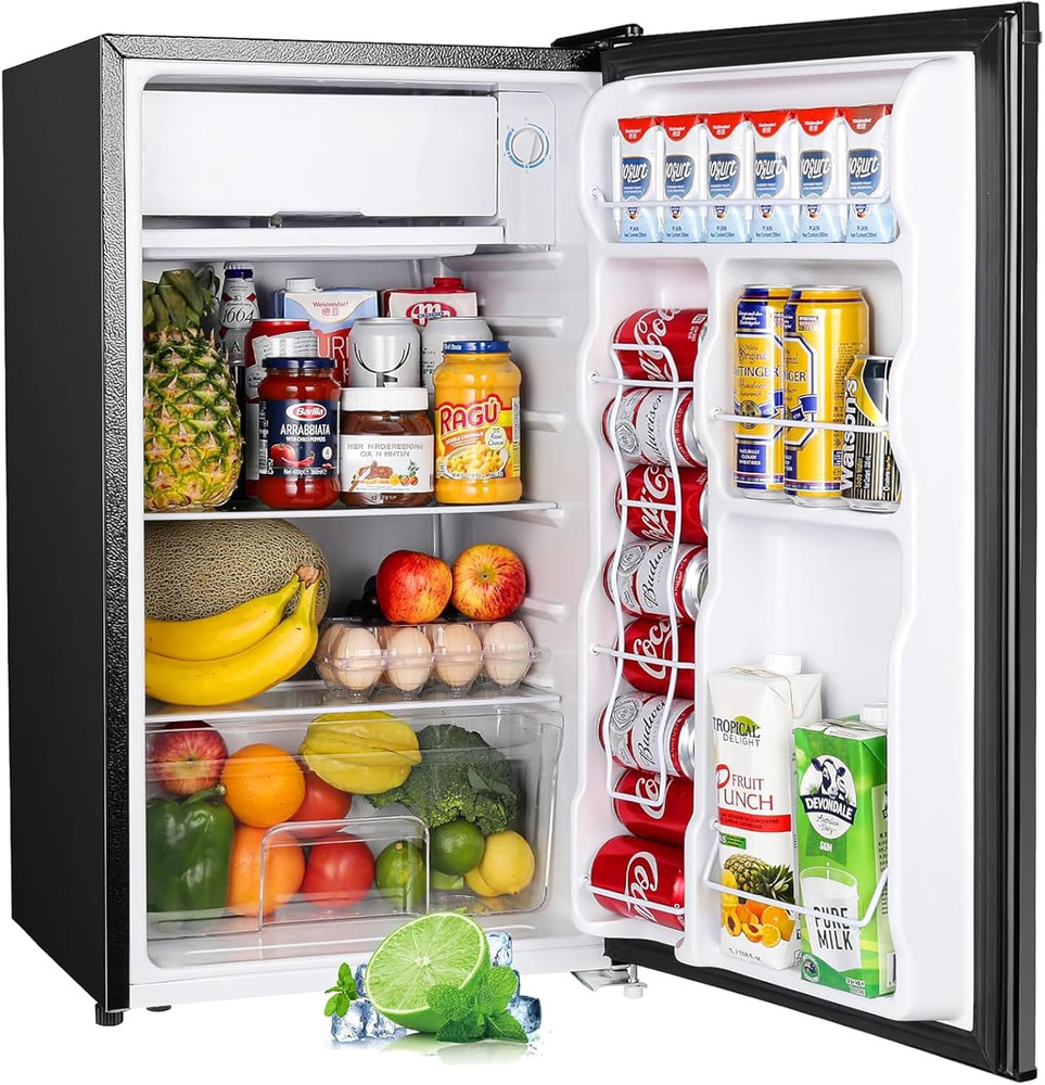 . Cu.Ft Mini Fridge with Freezer, Single Door Mini Fridge, Dorm Fridge, Adjustab