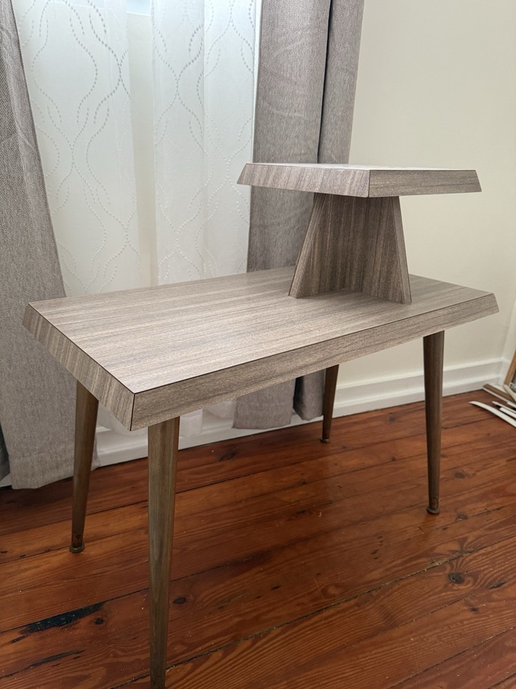 Mid Century Table/ Vintage Telephone Table/rustic table/End Table/ Two Tier Step