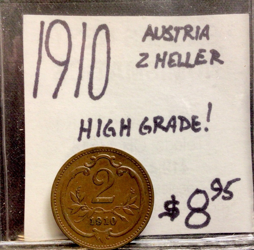 1910 Austria 2 Heller! High Grade! ENN Coins