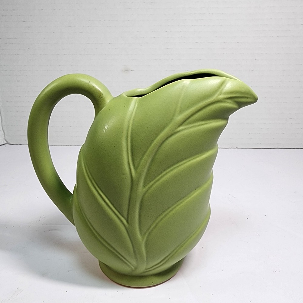 Green Leaf Pottery Pitcher/Creamer  5” (1980s) EUC