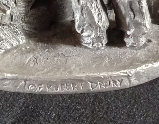 E. Robert Drury 1973 Pewter Figurine 'Boy Stacking Logs'