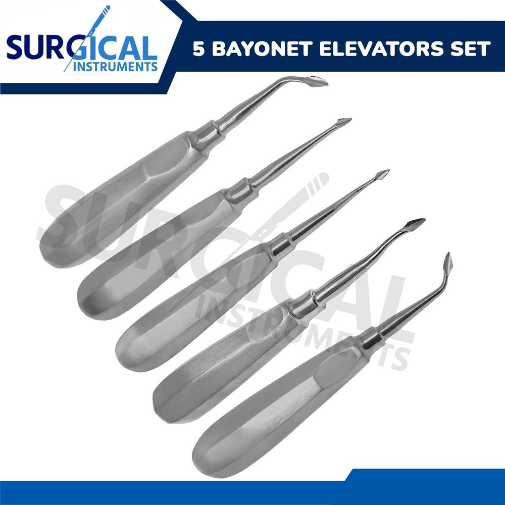 5 Pcs Bayonet Elevators Set Dental Extraction Instruments Stainless German Grade
