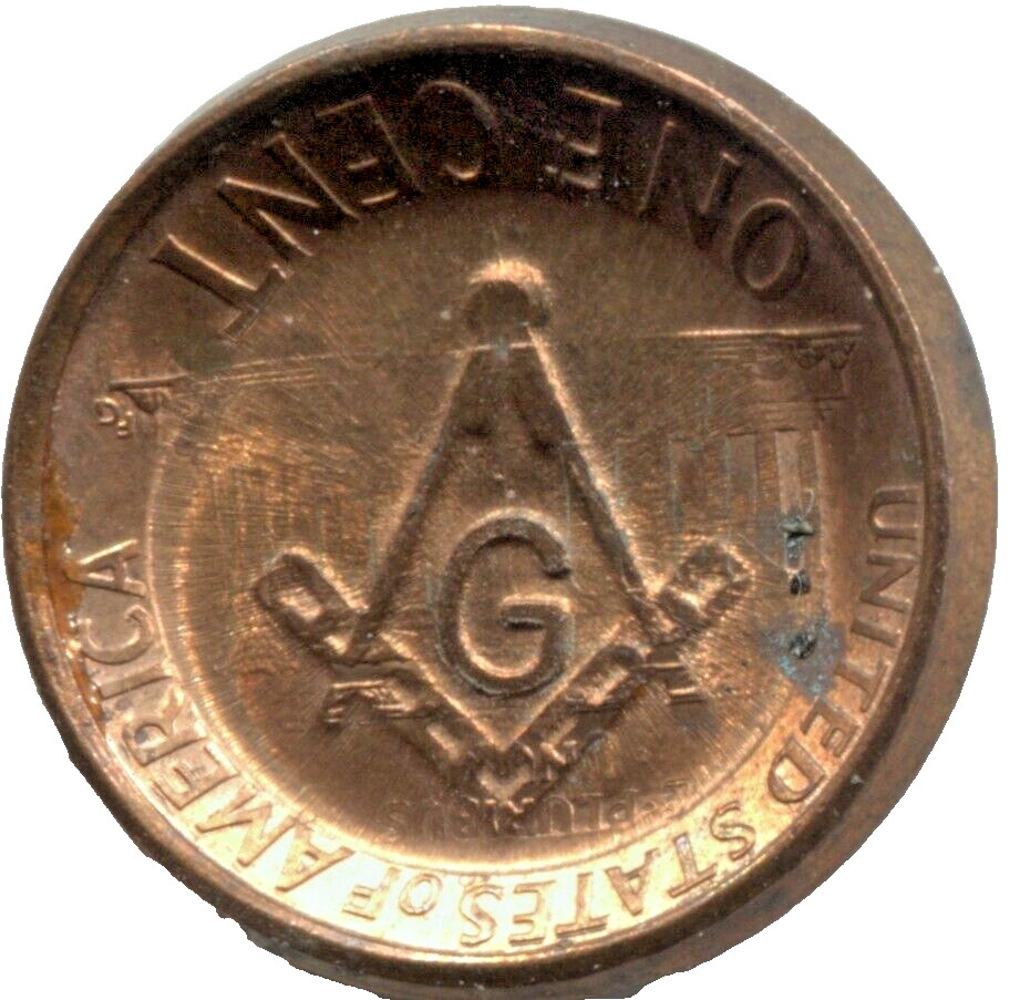 PUNCH PRESSED & DOUBLE COUNTER STAMPED CENT - MASONIC EMBLEMS - MH 253