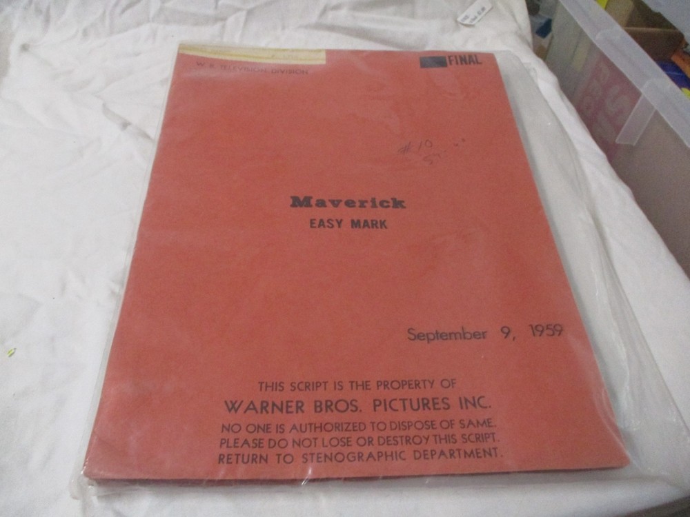 WARNER BROTHERS AUTHENTIC SCRIPT MAVERICK EASY MARK SEPT 9 1959