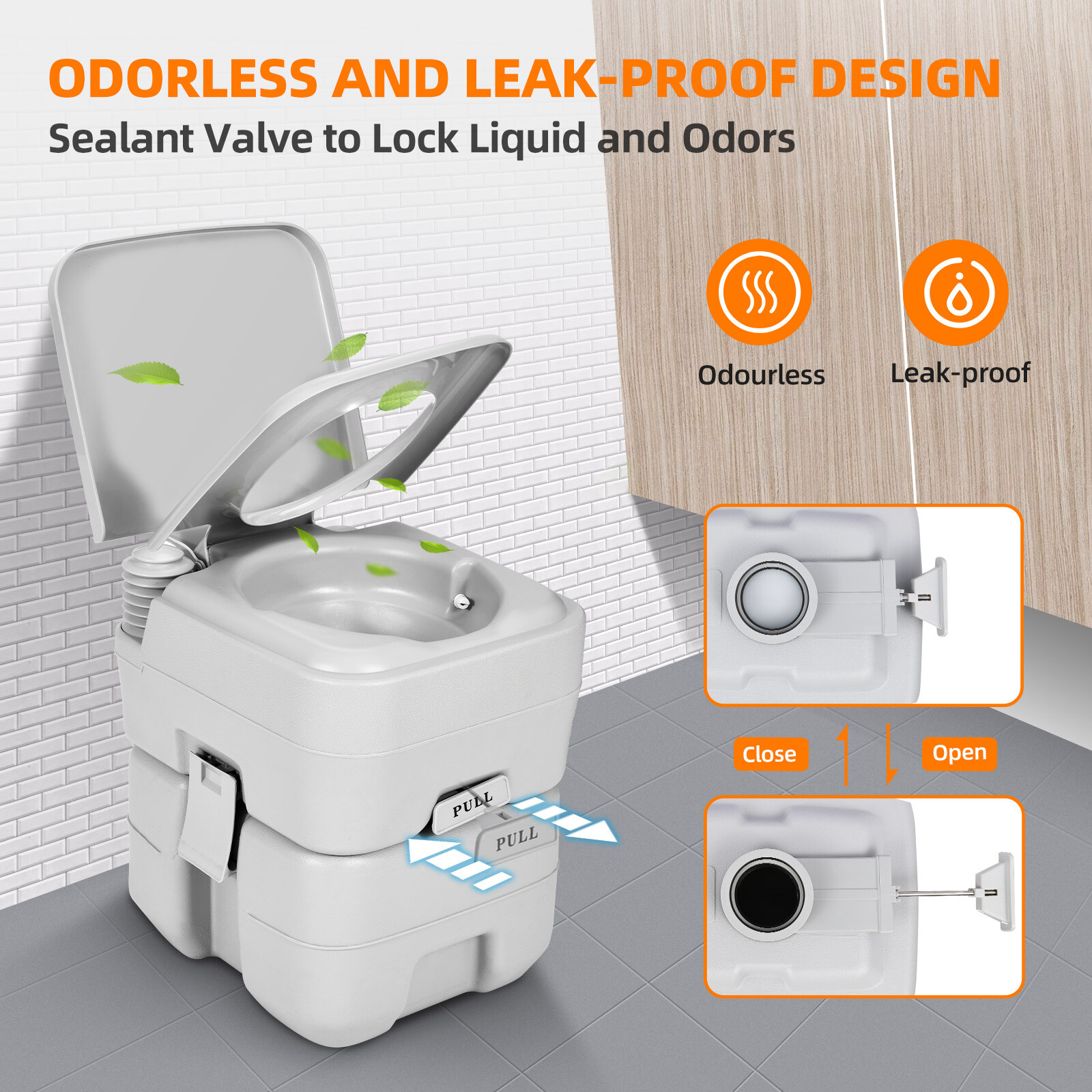 Portable Toilet 20L Dual Flush Caravan Commode Porta-Potty Indoor Travel Camping