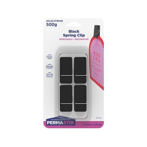 Permastik Black Spring Clips - 4 Pack