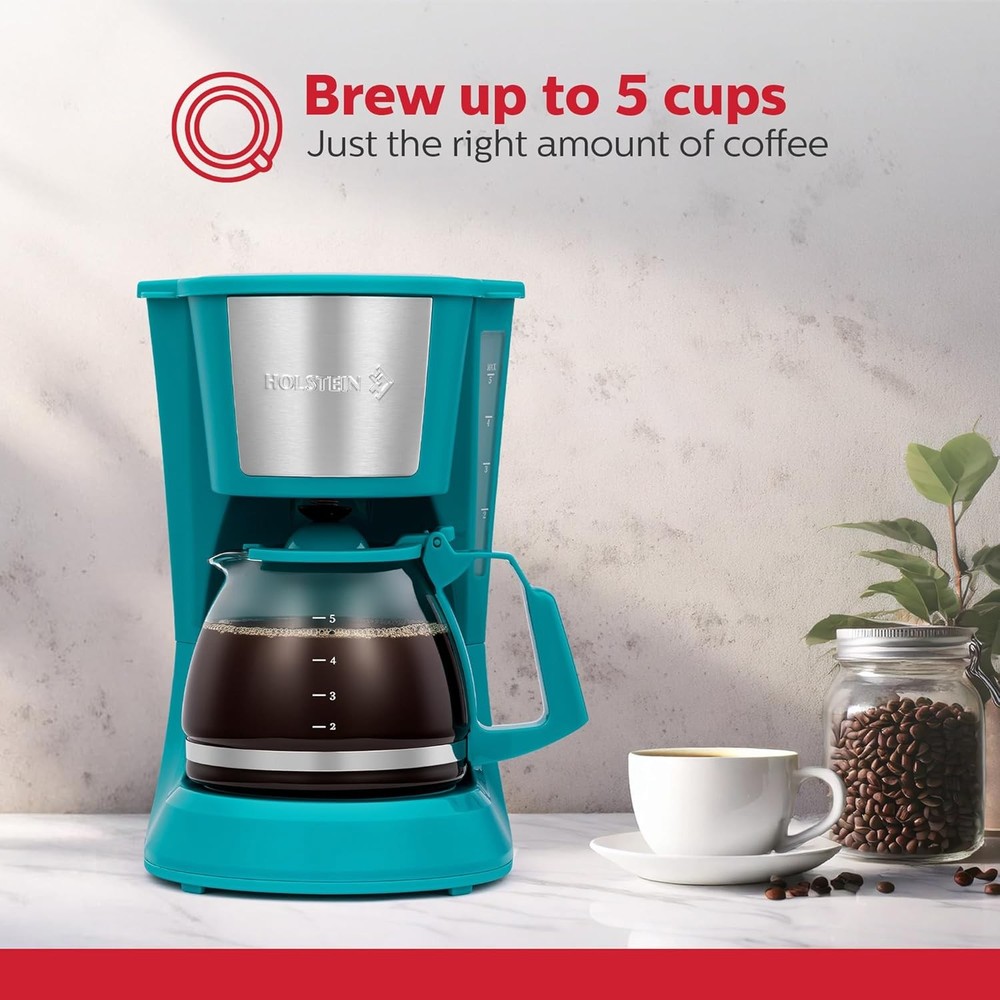 5Cup Drip Coffee Maker–Compact and User-Friendly with Auto Pause&Serve, Reusable