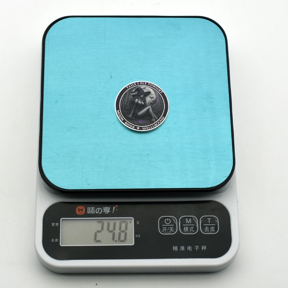 Tails I Fly Tonight Silver-Plated Coin | Witch & Moon Rider Spellbound Medal