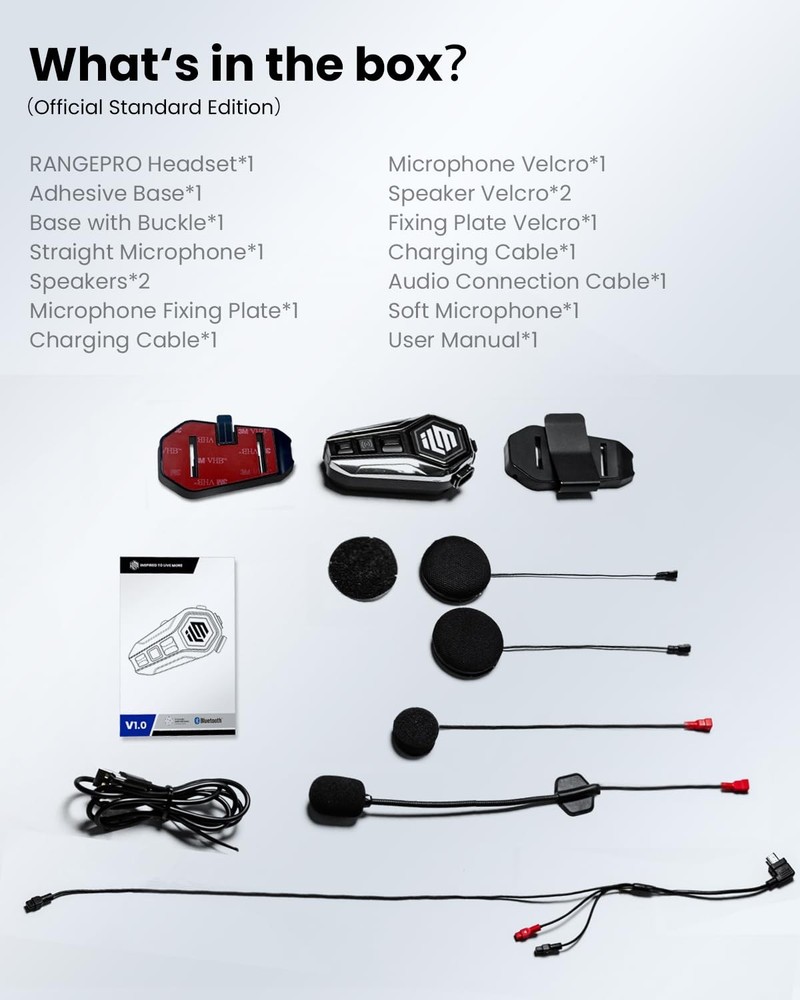 ILM Motorcycle Bluetooth Headset Helmet Communication System 2100M Gray