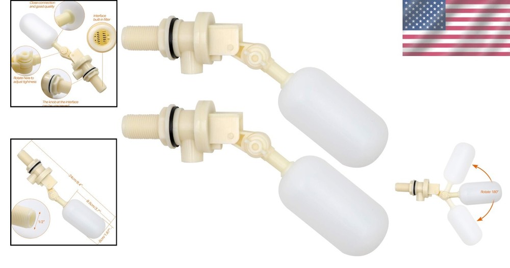 2 Pack Water Float Valve 1/2 Inch - Adjustable Arm for Clean Water Solutions