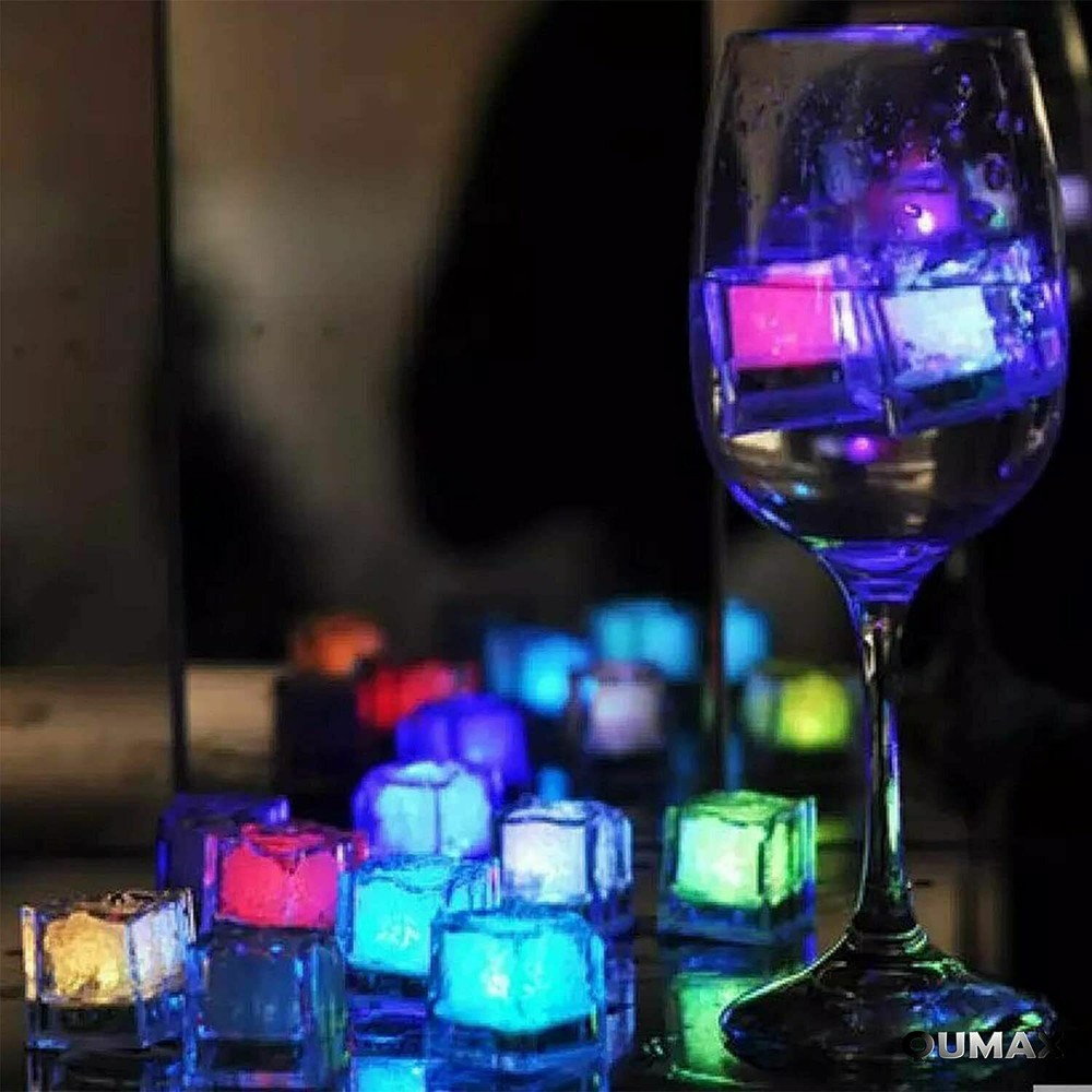 12 pack LED light up ice cube color control set solid color or rainbow flashing
