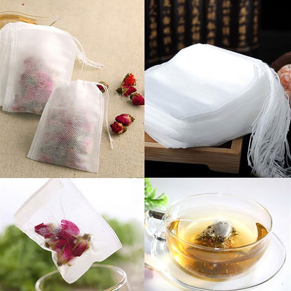 100/500/1000 Durable Reusable White Non-Woven Empty Drawstring Tea Filter Bags