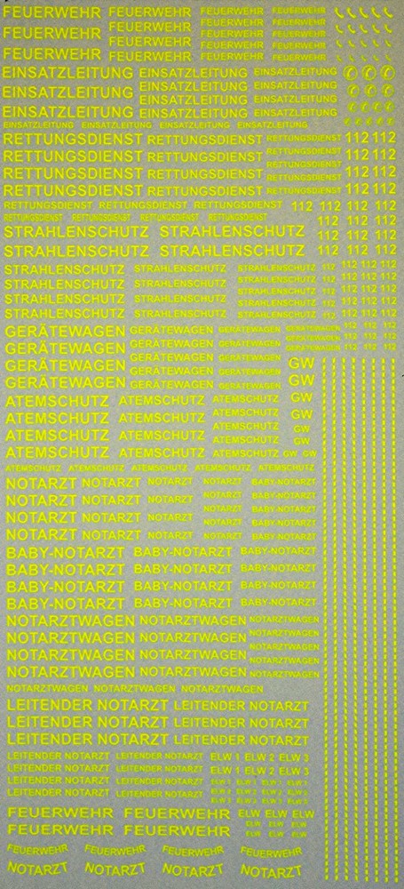 Emergency Services Light Yellow DE 01 1:87 Decals
