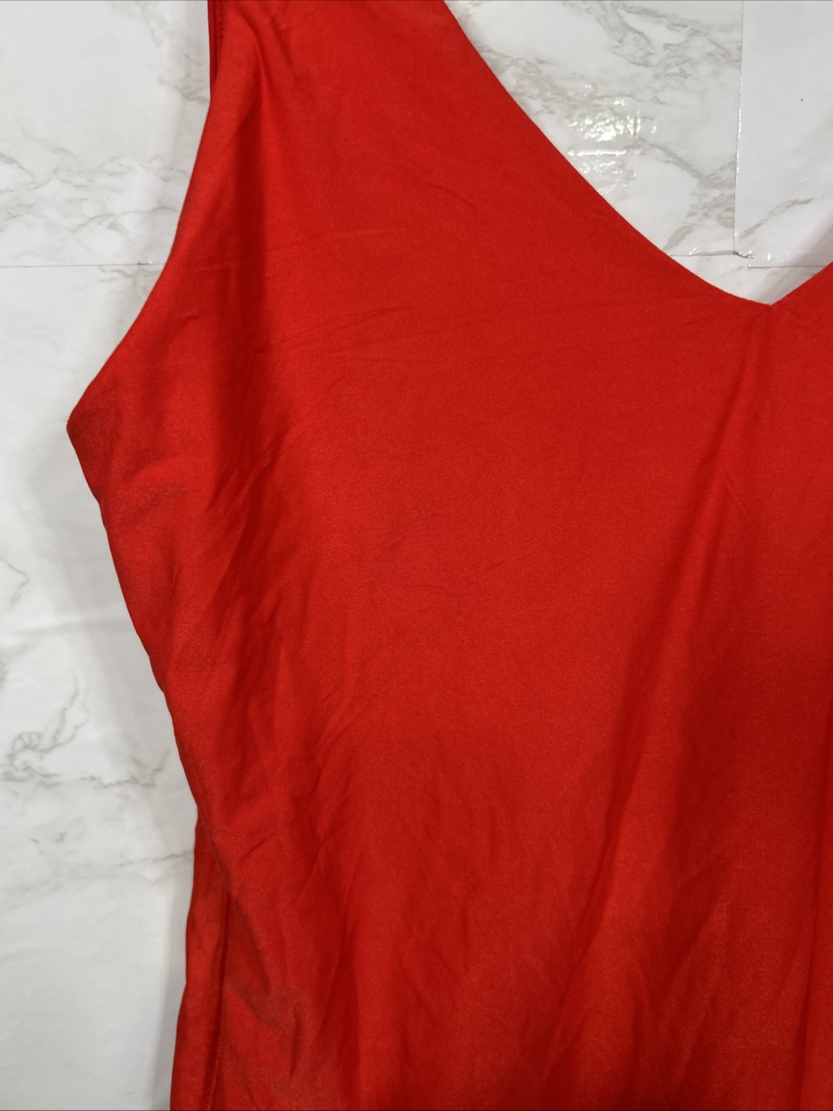 Aerie Smoothez Bodysuit Red Tank Top Thong Plunge Neckline Sz Large New