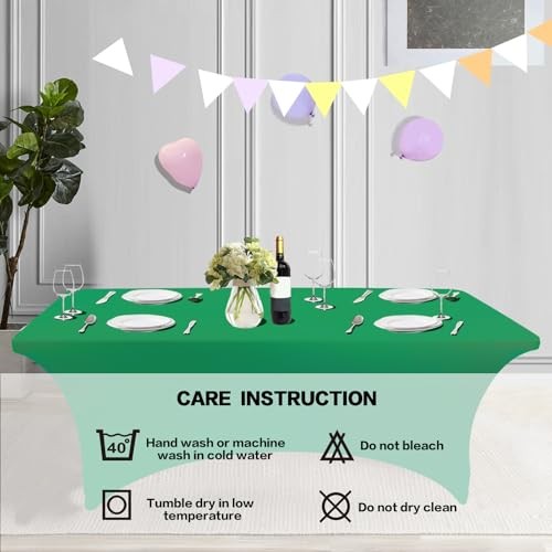 2 Pack 6FT Table Cloth for Rectangular Fitted 6 Ft - 2 Pcs Emerald Green