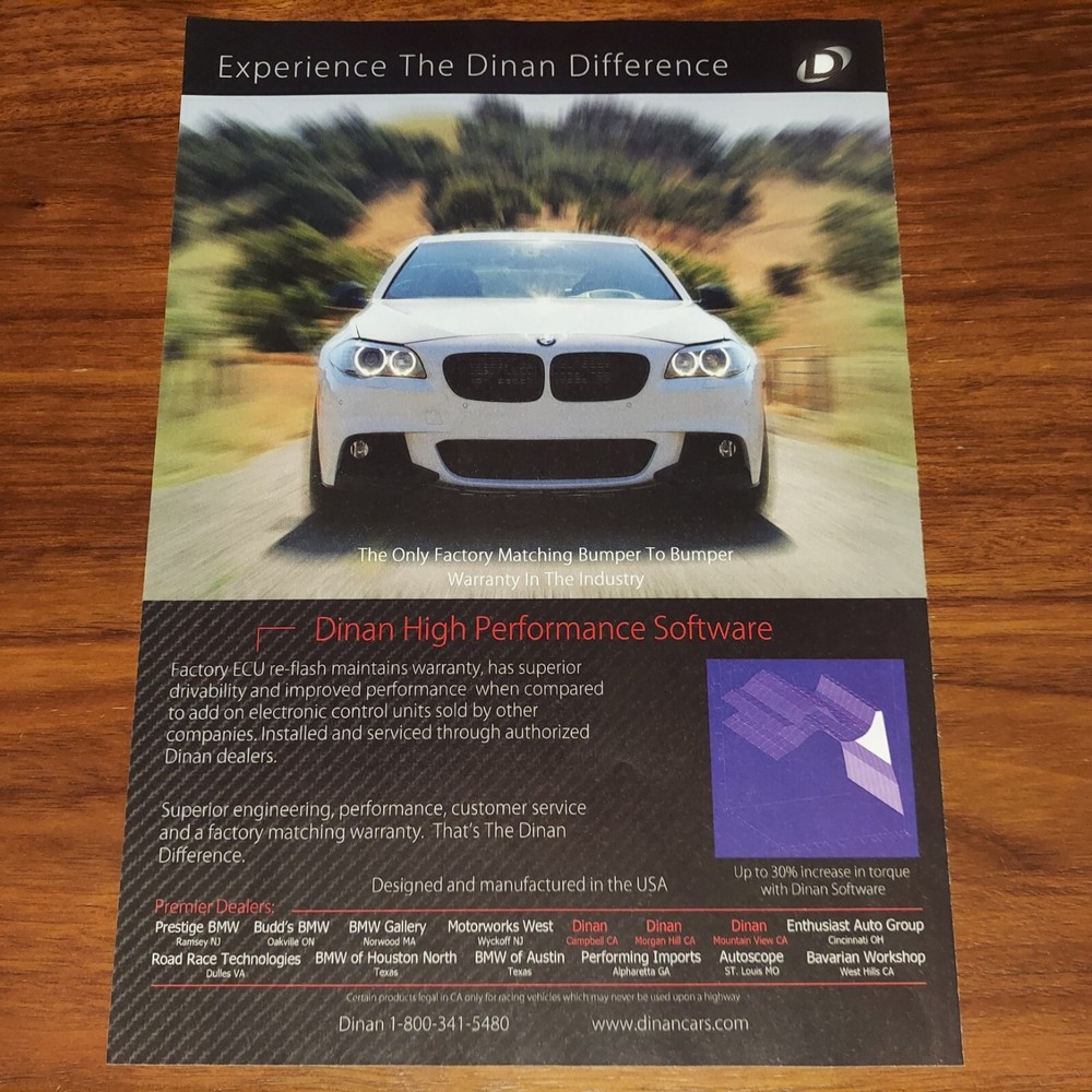 DINAN BMW PRINT AD MAGAZINE ADVERTISEMENT HIGH PERFORMANCE SOFTWARE