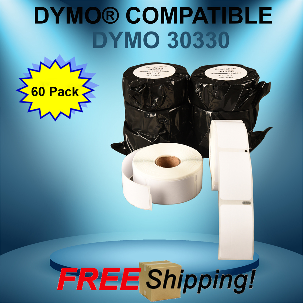 Dymo® Compatible 30330 White Rectangular Labels 60 Rolls Multipurpose BPA Free