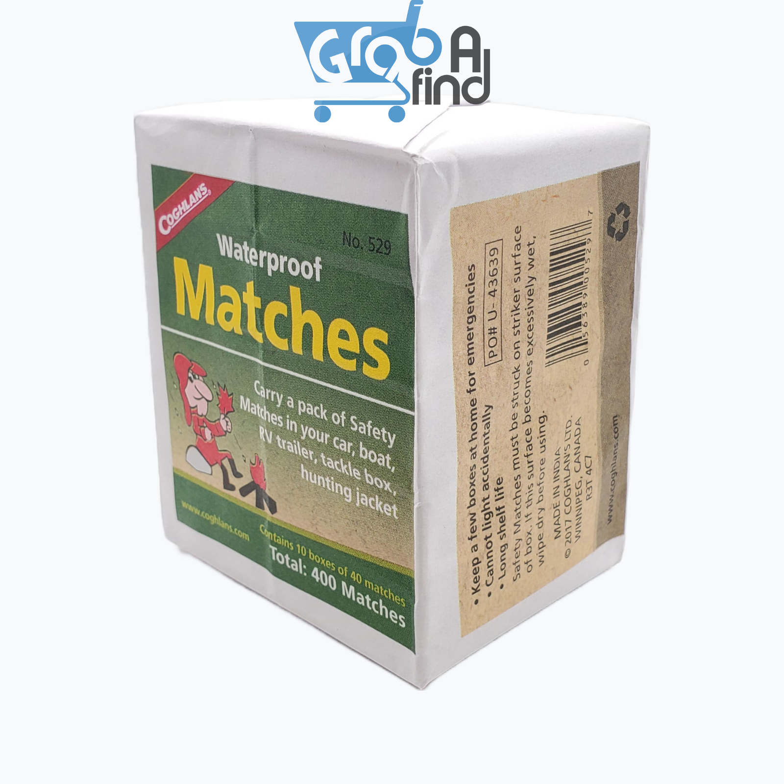 Coghlan's Waterproof Matches, #529, 10 Pack 40 Matches/box-(400 Matches Total)