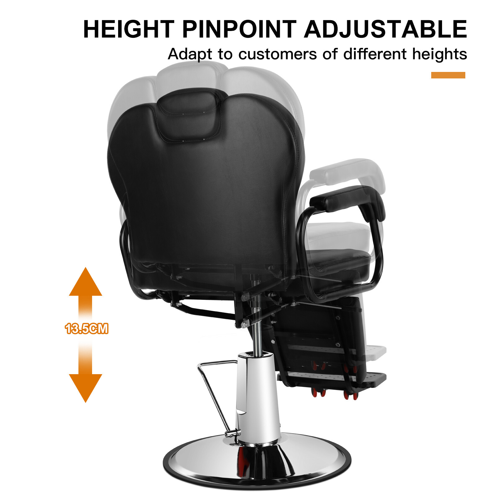 Artist hand Hydraulic Reclining Barber Chair Salon Beauty Spa Hair Styling Black