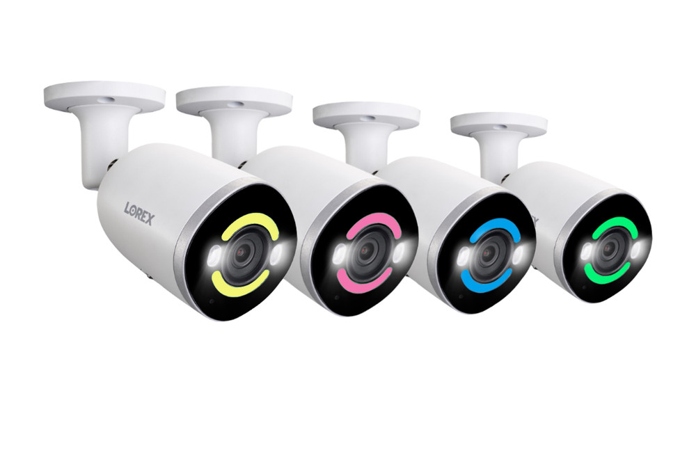 Lorex 4K Smart Security Lighting Bullet PoE IP Wired Cameras (4-pack, Open Box)