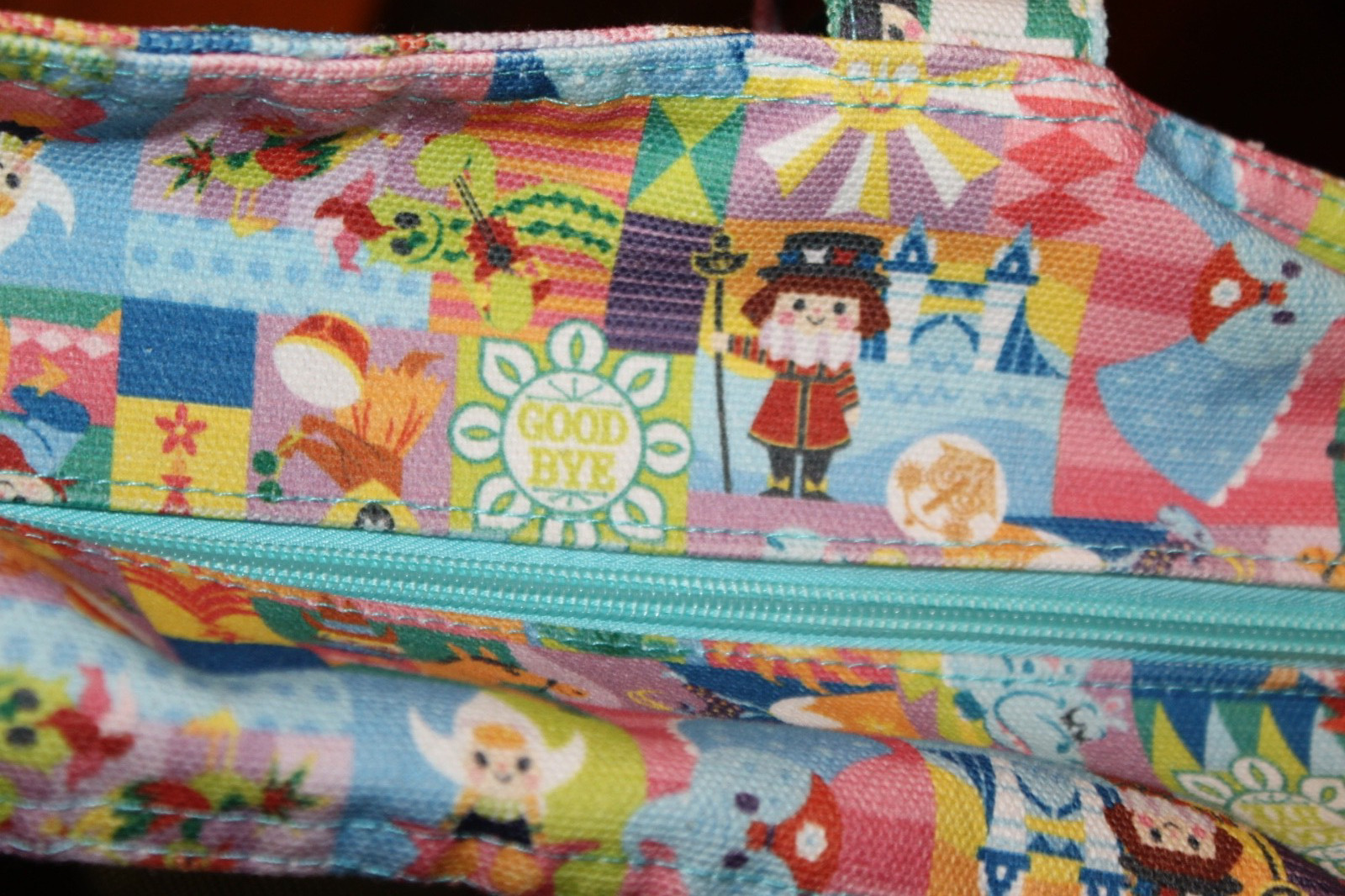 Disney World Parks It's A Small World large Canvas tote Bag Aqua HELLO