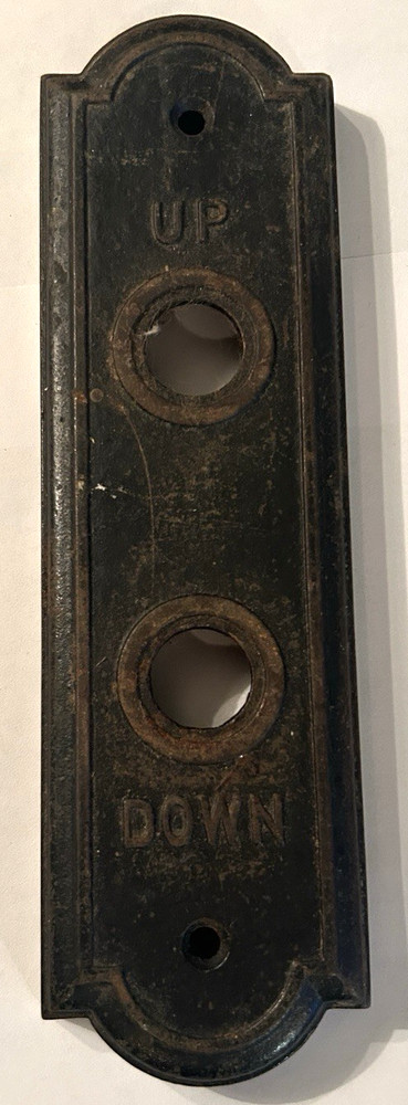 Vintage Cast Iron Elevator Lift Panel UP DOWN Button Hardware