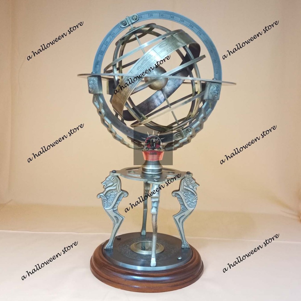 18" Solid Brass Armillary Sphere Vintage Nautical Astrolabe Globe Nautical Décor
