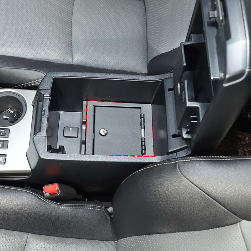 Locking Console Safe Armrest Console Security Storage Box for 4Runner 10+ w/keys