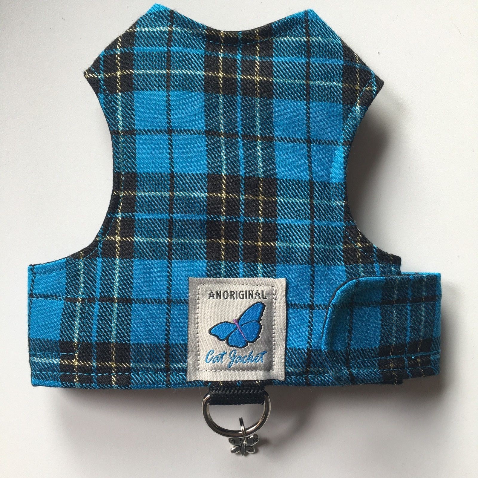 Butterfly Cat Jackets - Cat Walking Harness Jacket Tartan Plaid Fabric designs