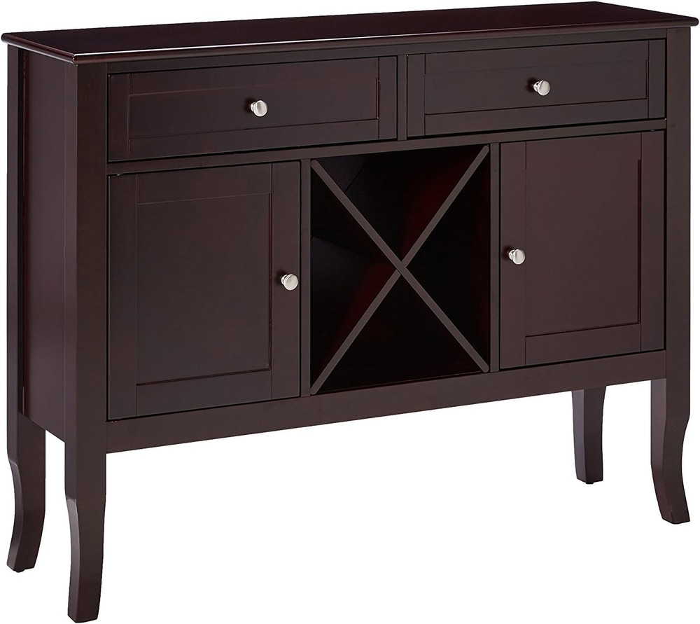 Dark Cherry Wine Cabinet Buffet Console Table by